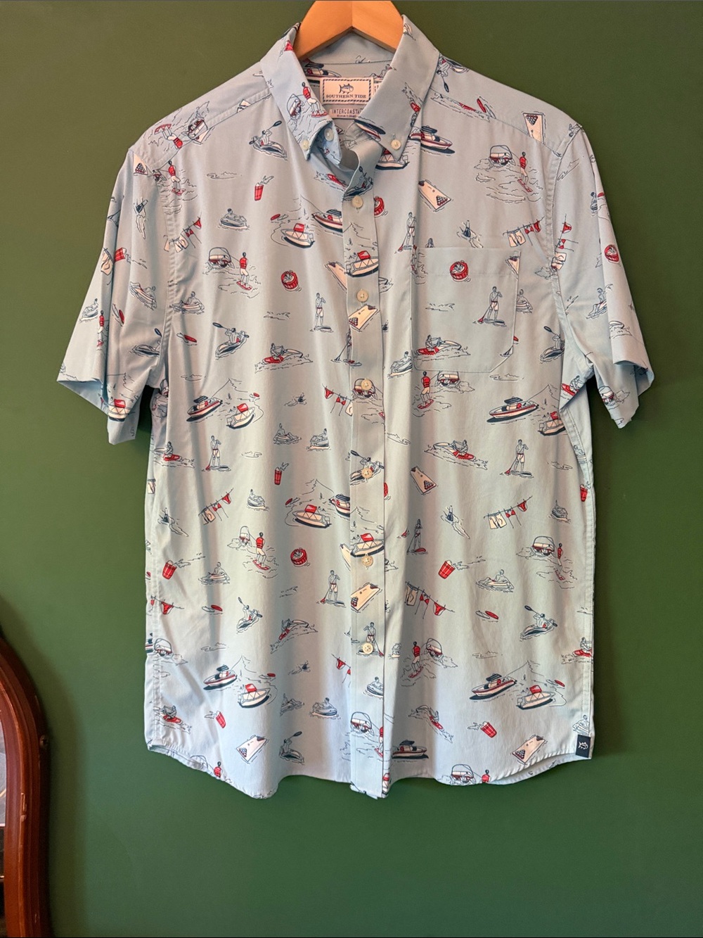 Southern Tide Intercoastal Sandbar Party Polo Mens M Boats, Paddleboards, JetSki